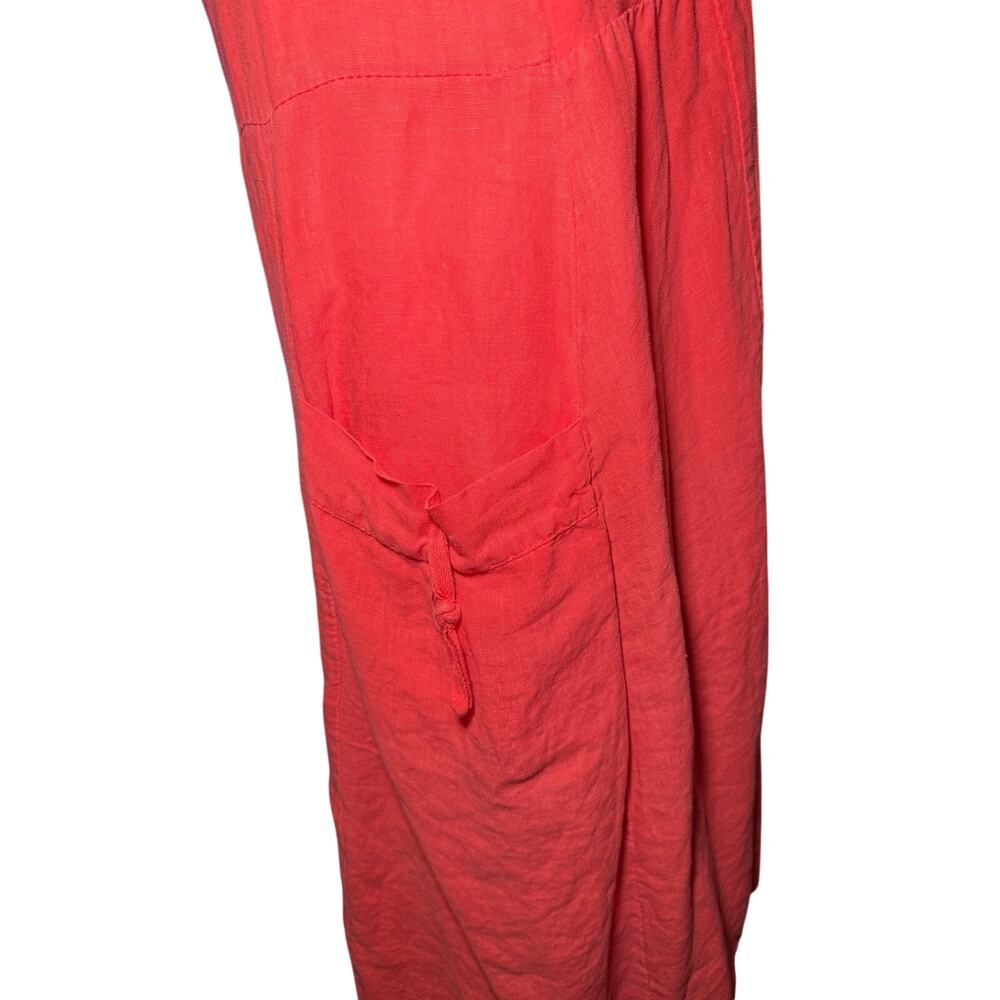 Annabelle 100% Linen Coral Midi Dress, Made In Italy, Lagenlook, Large - Picture 5 of 10